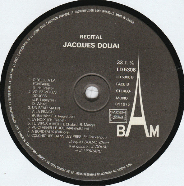 Jacques Douai : Chansons Poétiques Anciennes Et Modernes Vol 1 (LP)