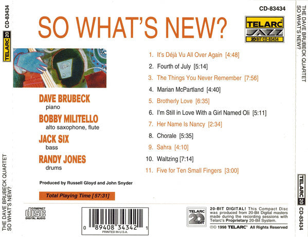 The Dave Brubeck Quartet : So What's New? (CD, Album)