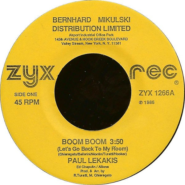 Paul Lekakis : Boom Boom (Let's Go Back To My Room) (7")
