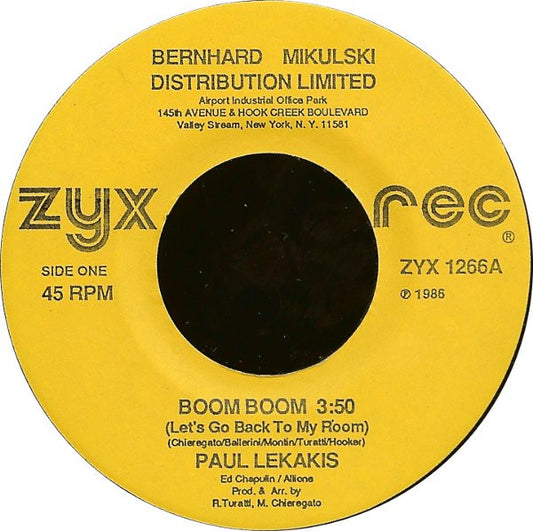 Paul Lekakis : Boom Boom (Let's Go Back To My Room) (7")