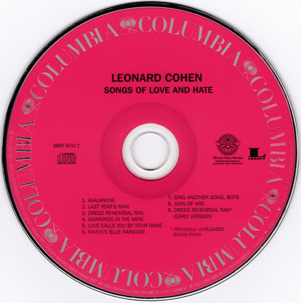 Leonard Cohen : Songs Of Love And Hate (CD, Album, RE, RM)