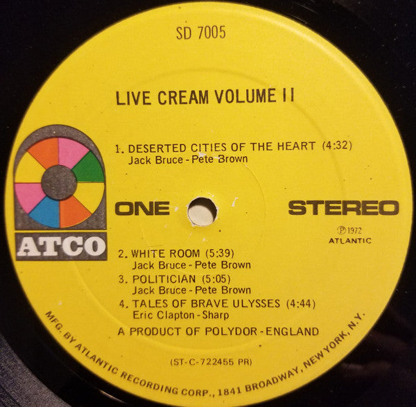 Cream (2) : Live Cream Volume II (LP, Album, PR)
