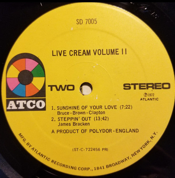 Cream (2) : Live Cream Volume II (LP, Album, PR)