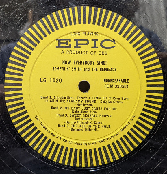 Somethin' Smith & The Redheads : Now Everybody Sing! (10", Album, Mono)