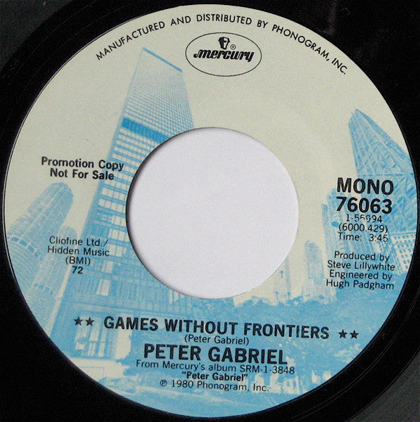 Peter Gabriel : Games Without Frontiers (7", Mono, Promo, Styrene, 72 )