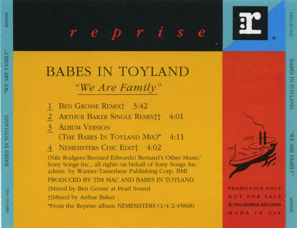 Babes In Toyland : We Are Family (CD, Single, Promo)