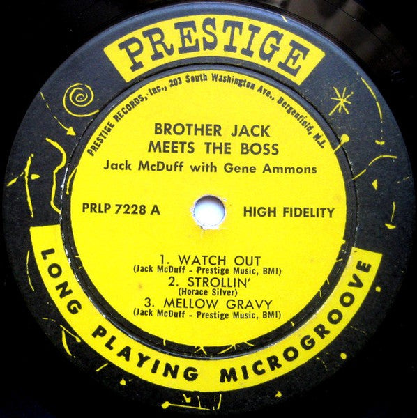 Brother Jack McDuff And Gene Ammons : Brother Jack Meets The Boss (LP, Album, Mono)