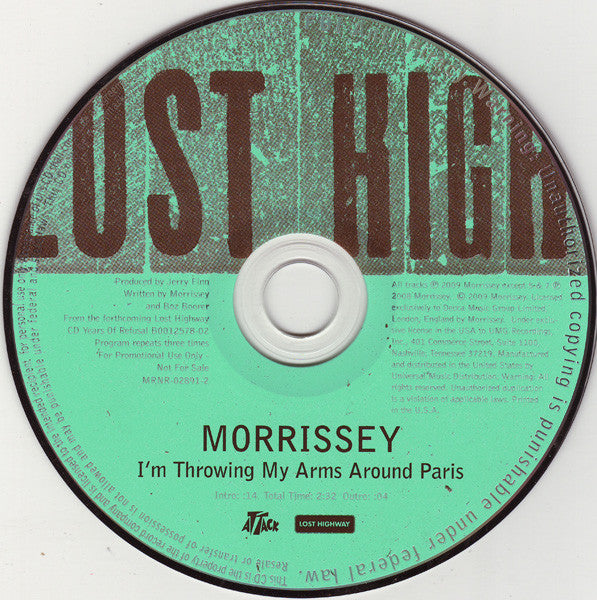 Morrissey : I'm Throwing My Arms Around Paris (CD, Single, Promo)