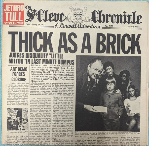 Jethro Tull : Thick As A Brick (LP, Album, Ter)