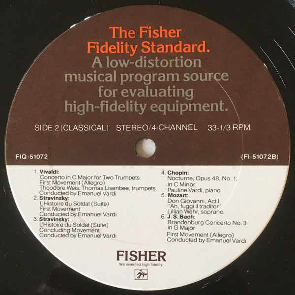 Various : The Fisher Fidelity Standard (LP, Album, Quad)