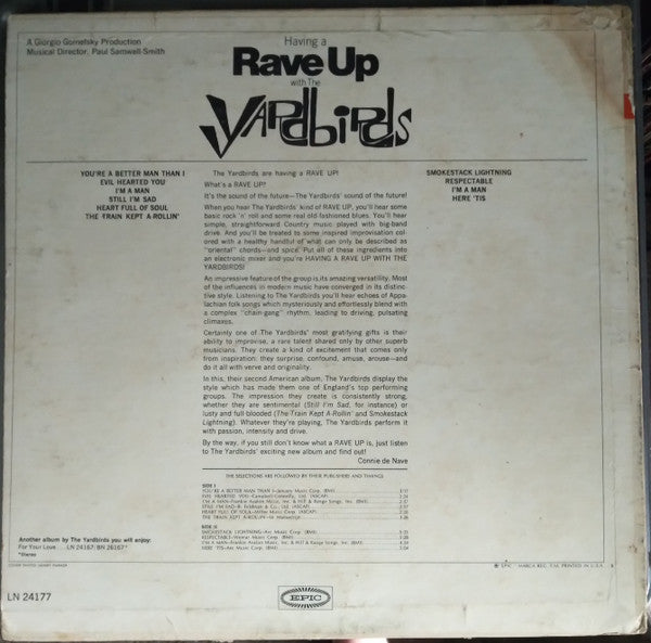 The Yardbirds : Having A Rave Up With The Yardbirds (LP, Album, Mono)