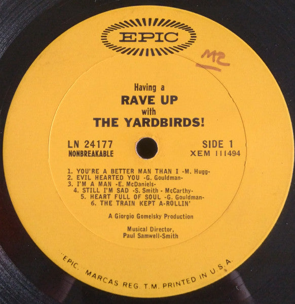 The Yardbirds : Having A Rave Up With The Yardbirds (LP, Album, Mono)