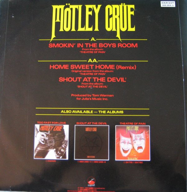 Mötley Crüe : Smokin' In The Boys Room / Home Sweet Home (Remix) (12", Single)