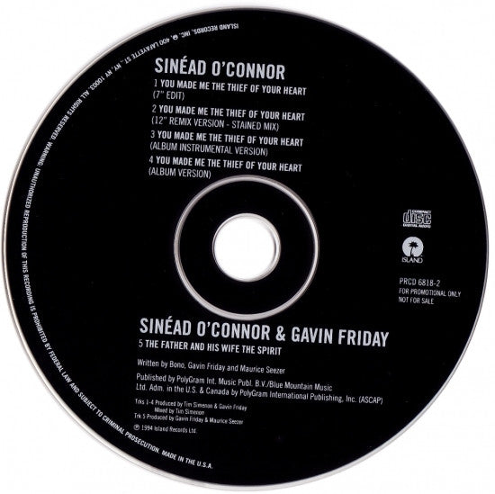 Sinéad O'Connor : You Made Me The Thief Of Your Heart (CD, Single, Promo)