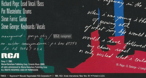 Mr. Mister : Kyrie (Kir-ē-ā) (7", Single, Pur)