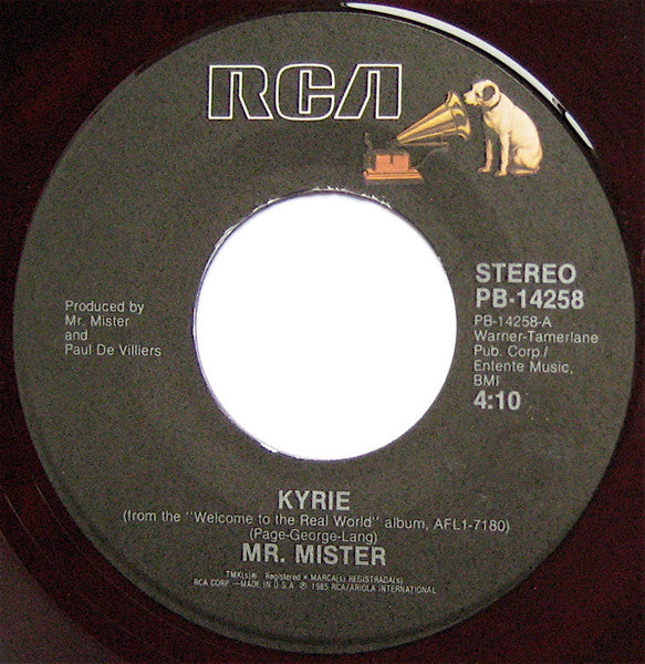 Mr. Mister : Kyrie (Kir-ē-ā) (7", Single, Pur)
