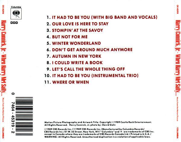 Harry Connick, Jr. : Music From The Motion Picture "When Harry Met Sally..." (CD, Album)