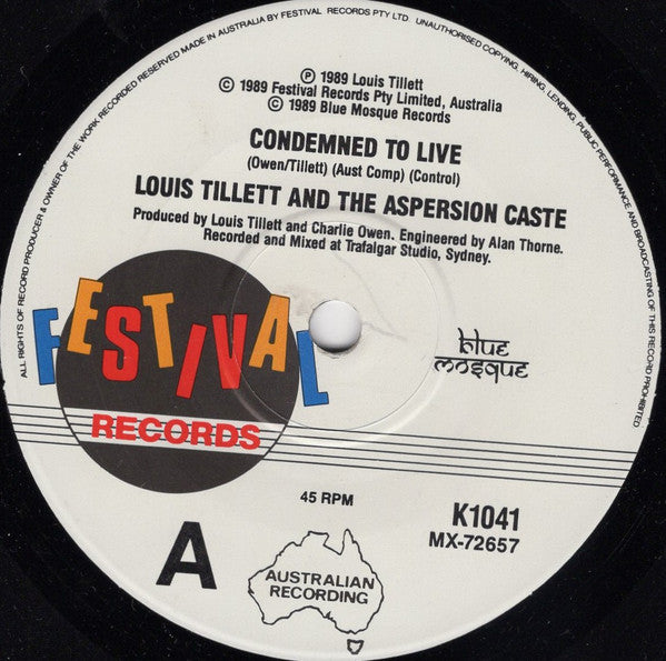 Louis Tillett And The Aspersion Caste : Condemned To Live / Midnight Witch (7", Single, Ltd)
