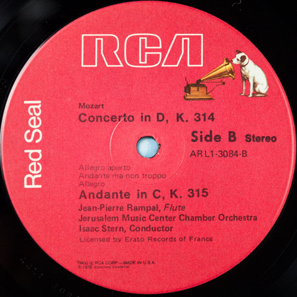 Jean-Pierre Rampal, Isaac Stern, Wolfgang Amadeus Mozart, Jerusalem Music Center Chamber Orchestra : The Two Flute Concertos / Andante (LP, Album)