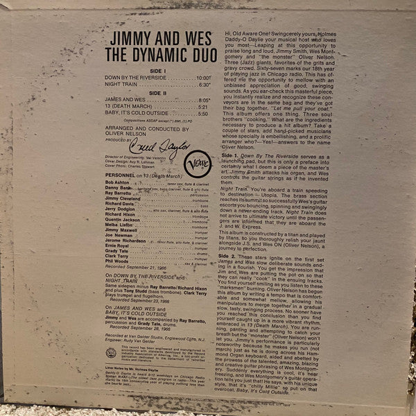 Jimmy Smith & Wes Montgomery : Jimmy & Wes - The Dynamic Duo (LP, Album, Gat)