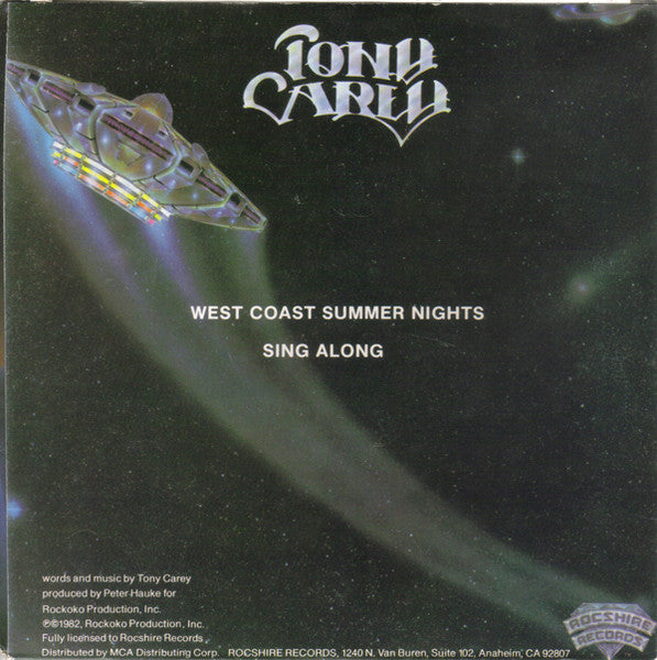Tony Carey : West Coast Summer Nights (7", Promo)