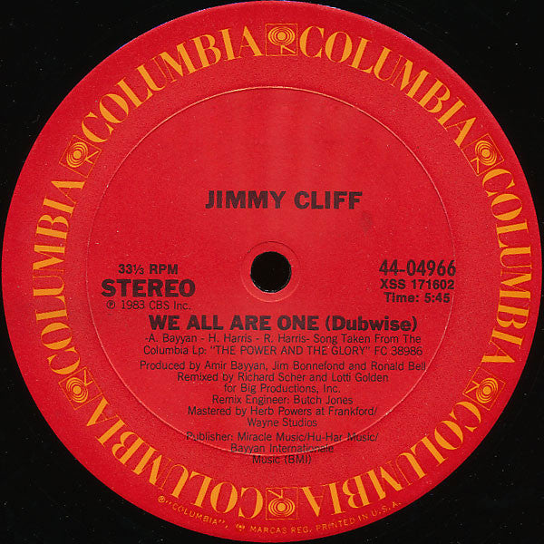 Jimmy Cliff : We All Are One (12")