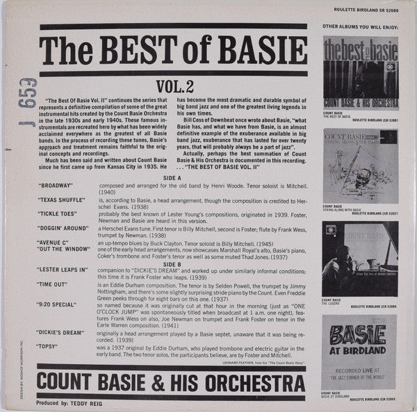 Count Basie Orchestra : The Best Of Basie Vol. 2 (LP, Comp)