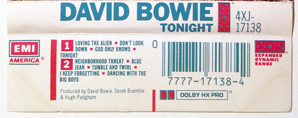 David Bowie : Tonight (Cass, Album, Whi)