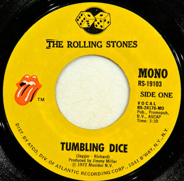 The Rolling Stones : Tumbling Dice (7", Single, Mono, Styrene)