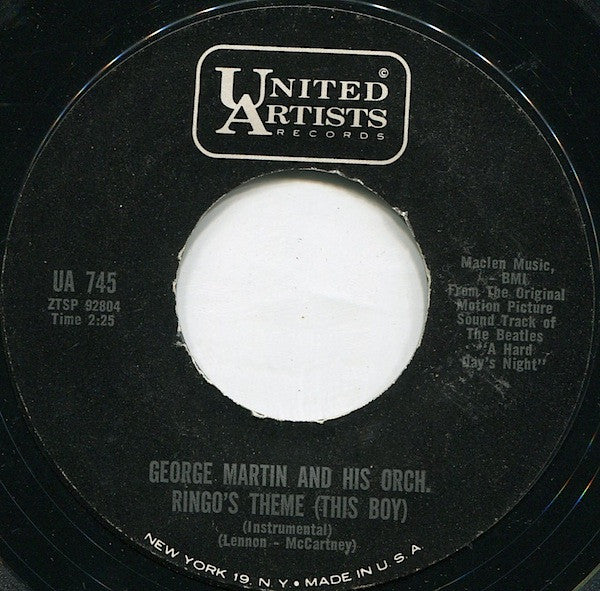 George Martin And His Orchestra : Ringo's Theme (This Boy) (7", Ter)