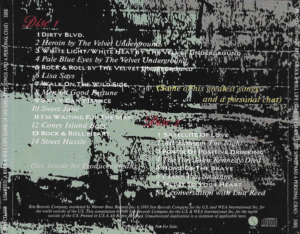 Lou Reed : A Rock & Roll Life (2xCD, Comp, Promo)