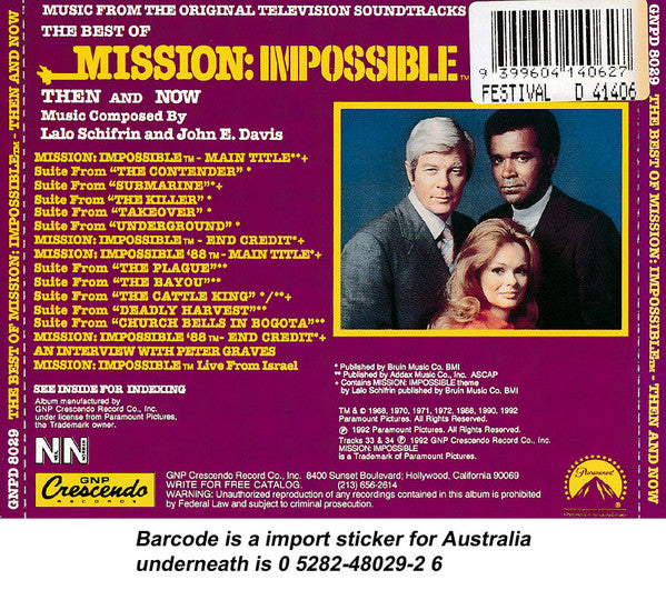 Lalo Schifrin And John Davis (5) : The Best Of Mission: Impossible - Then And Now (CD, Comp)
