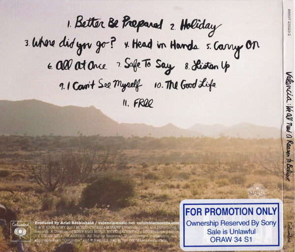 Valencia : We All Need A Reason To Believe (CD, Album, Dig)