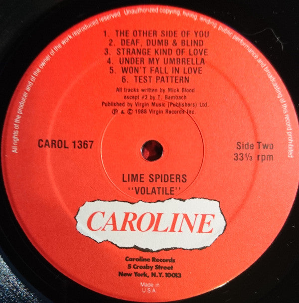 The Lime Spiders : Volatile (LP, Album)