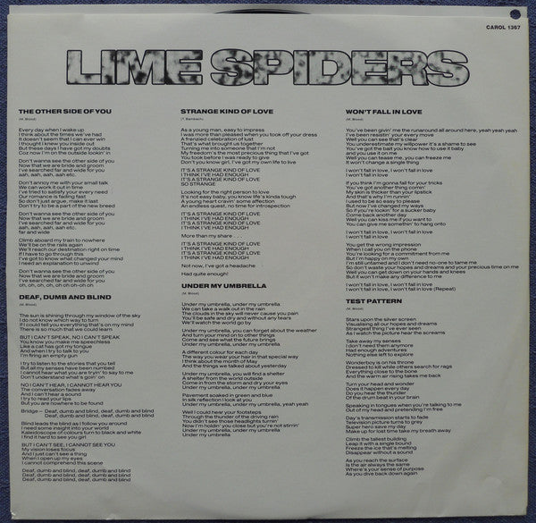 The Lime Spiders : Volatile (LP, Album)