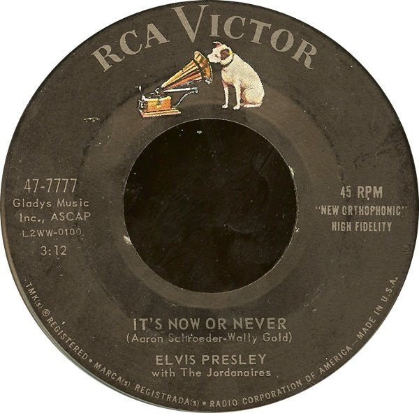 Elvis Presley : It's Now Or Never / A Mess Of Blues (7", Single, Roc)