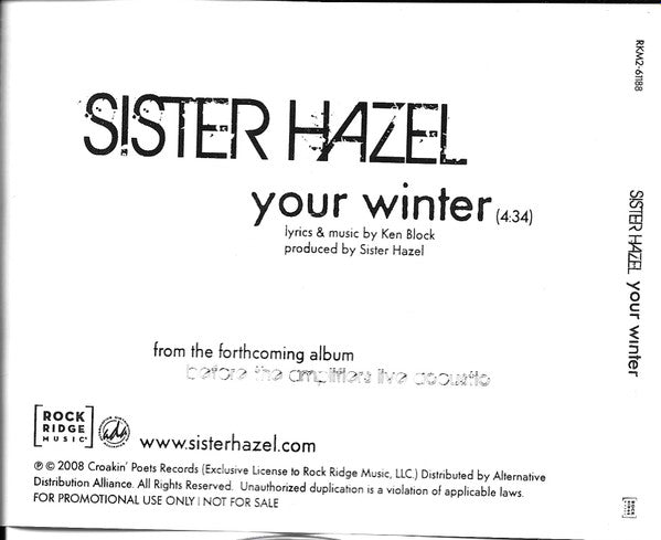 Sister Hazel : Your Winter (CD, Single, Promo)
