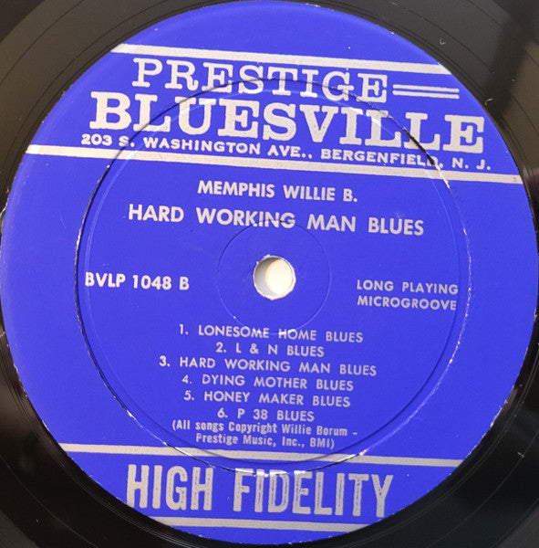 Memphis Willie B. : Hard Working Man Blues (LP, Album, Mono)