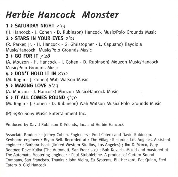 Herbie Hancock : Monster (CD, Album, RE, Dig)