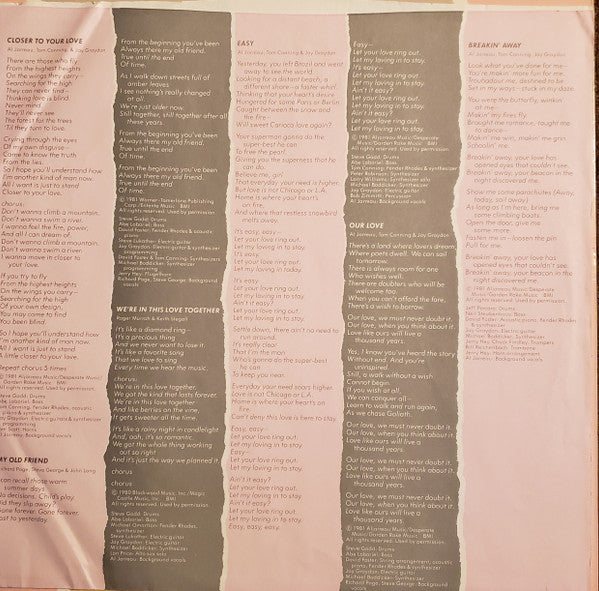Al Jarreau : Breakin' Away (LP, Album, Club, Spe)
