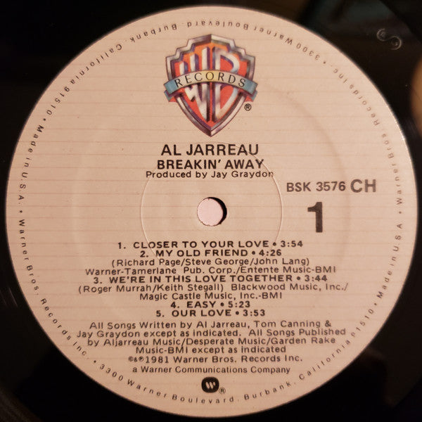 Al Jarreau : Breakin' Away (LP, Album, Club, Spe)