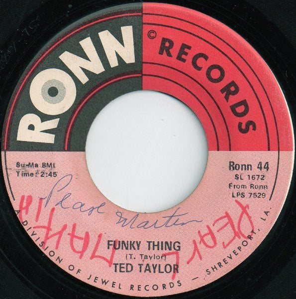 Ted Taylor : Something Strange Is Goin' On In My House / Funky Thing (7")