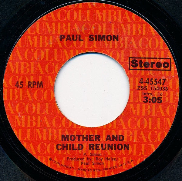 Paul Simon : Mother And Child Reunion (7", Single, Styrene)