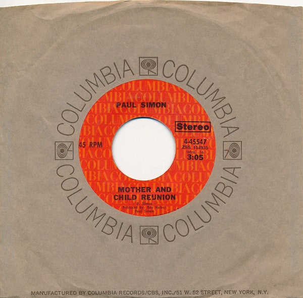 Paul Simon : Mother And Child Reunion (7", Single, Styrene)