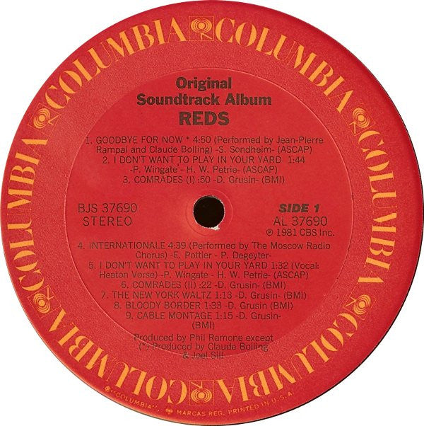 Various : Reds (Original Soundtrack Album) (LP, Album)