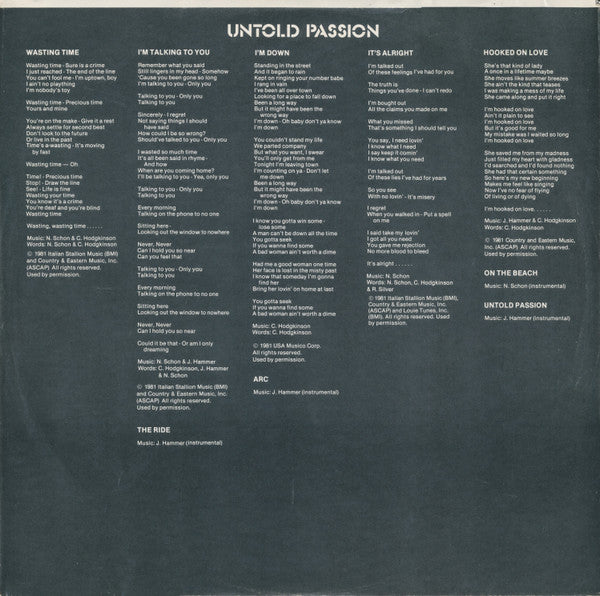 Neal Schon & Jan Hammer* : Untold Passion (LP, Album, Ter)