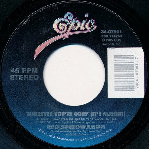 REO Speedwagon : Here With Me (7", Single, Styrene, Car)