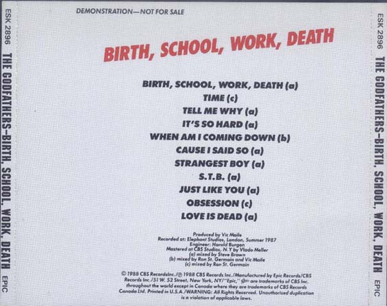 The Godfathers : Birth, School, Work, Death (CD, Album, Promo)