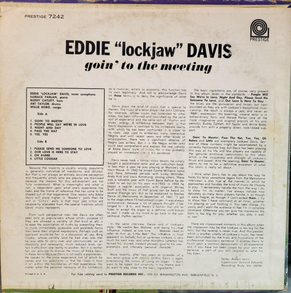 Eddie "Lockjaw" Davis : Goin' To The Meeting (LP, Album)