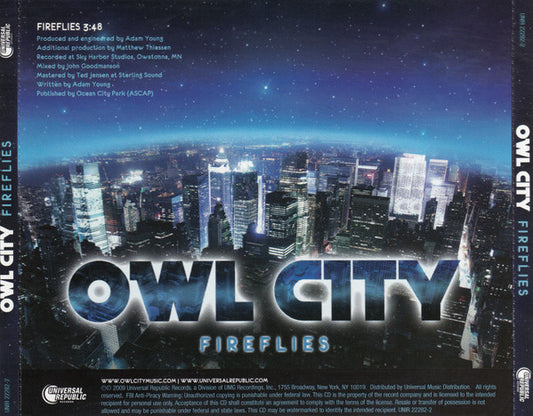 Owl City : Fireflies (CD, Single, Promo)